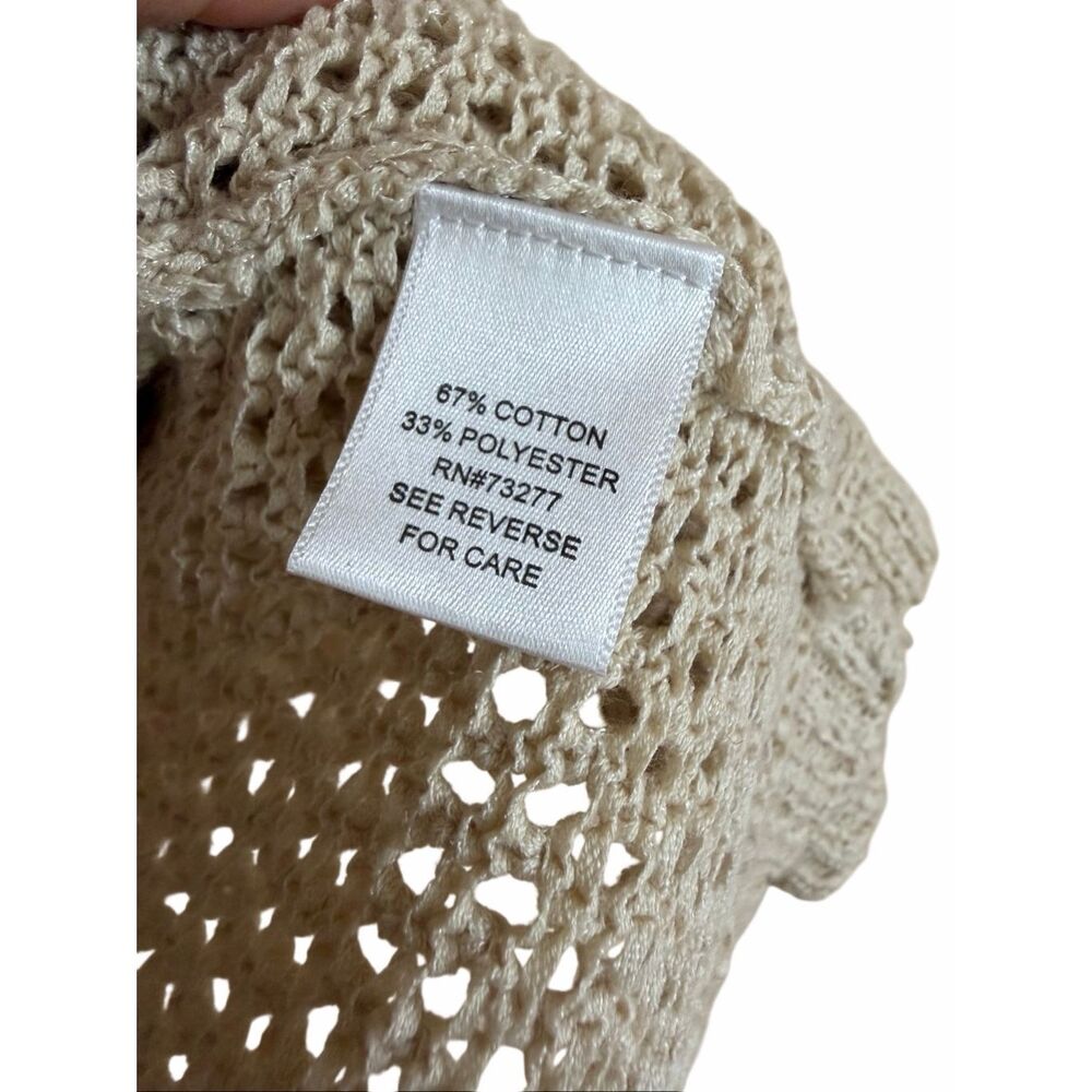 Croft & Barrow NWOT Crochet Open Front Short Sleeve Knit Shrug Cream Size XL - Picture 7 of 9
